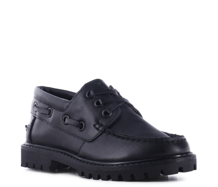 Zapato leñador TAP de cuero para uniforme Black