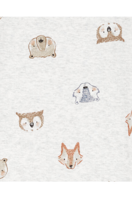 Pijama cuatro piezas de algodón, dos pantalones y dos remeras, diseño animales Sin color