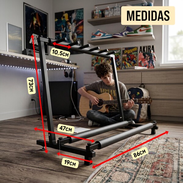 Soporte para 5 guitarras Bajos pie piso Stand Base Plegable IMBACK Color Negro Soporte para 5 guitarras Bajos pie piso Stand Base Plegable IMBACK Color Negro