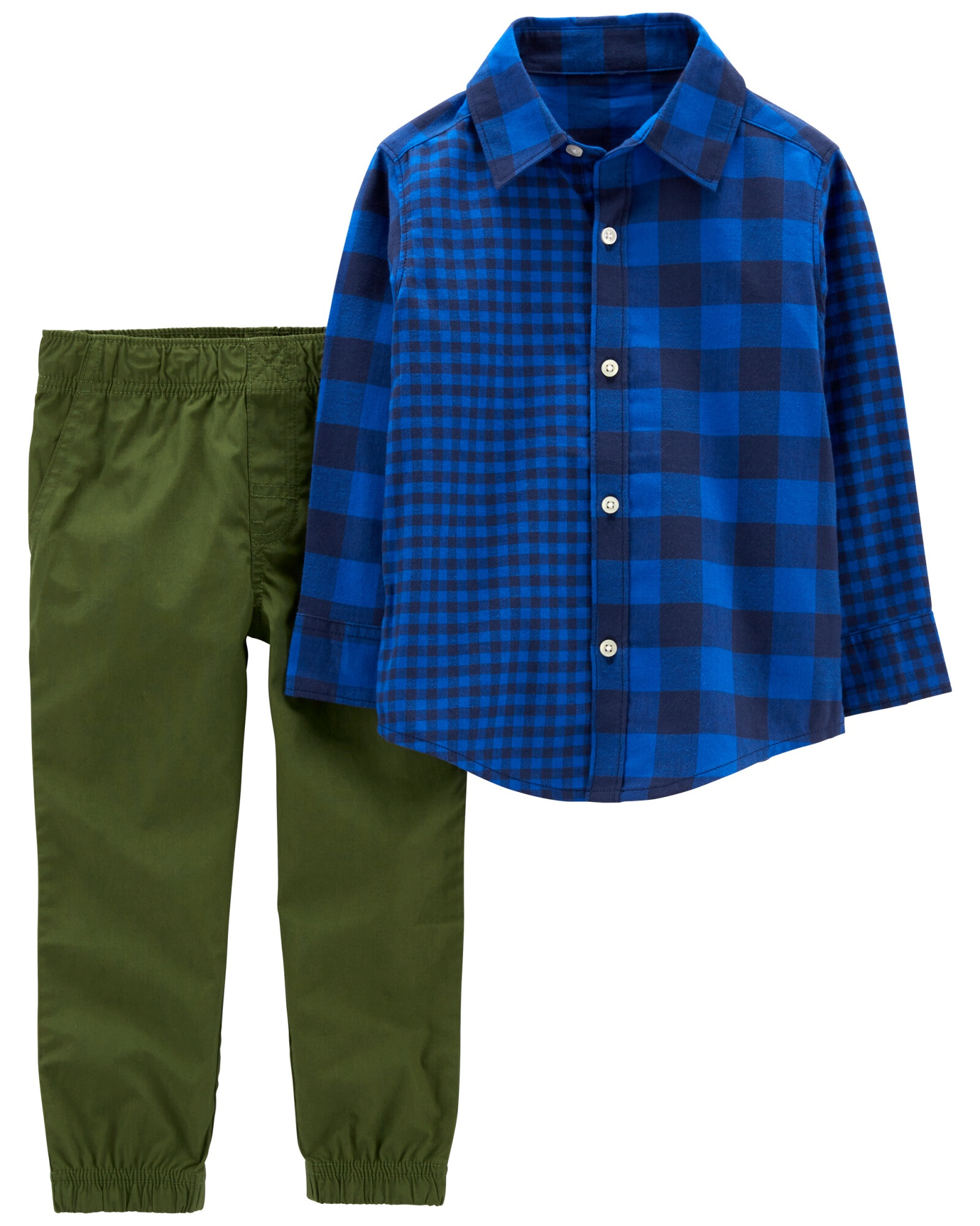 Set dos piezas pantalón y camisa diseño a cuadros de algodón Sin color