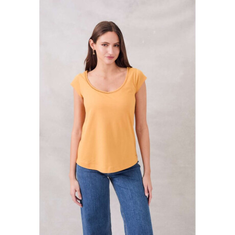 Remera Algodon Peinado Camel