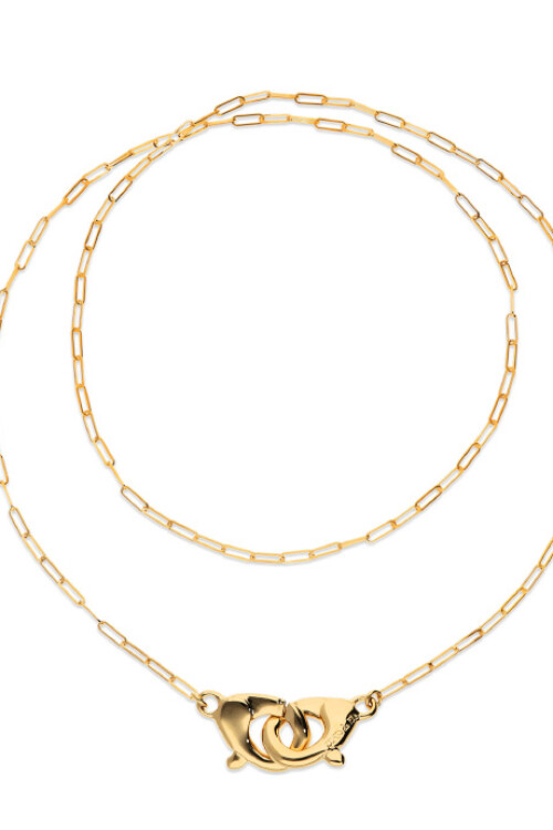 COLLAR LARGO BAÑADO EN ORO 18K CON MOSQUETON ENTRELAZADO Colgante
