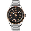 Reloj Skmei 9232SRGBK analógico para hombre en acero plateado con esfera negra y detalles rosé Negro