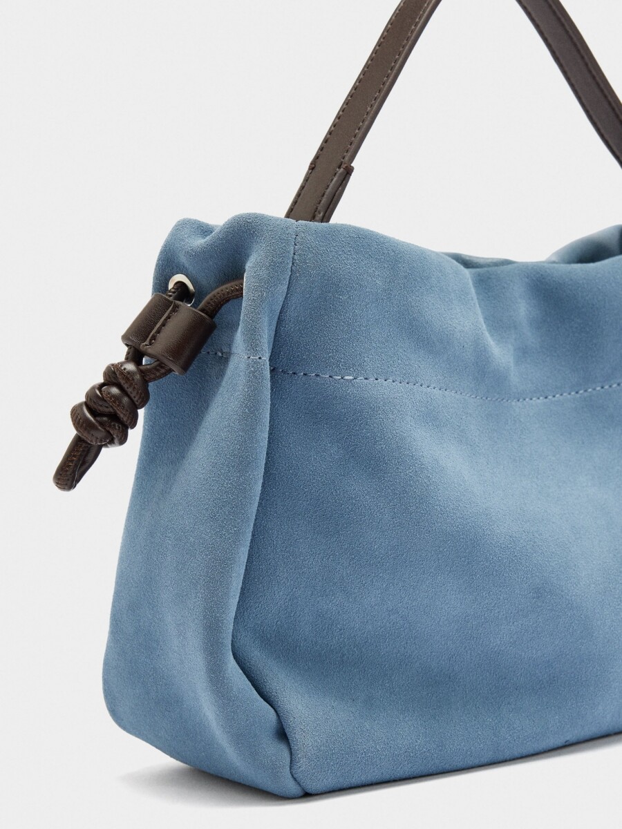 Bolso De Mano Con Piel Ante azul