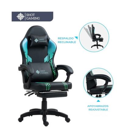 Silla Gamer Shot Gaming Venom con reposapiés Negro y Verde Silla Gamer Shot Gaming Venom con reposapiés Negro y Verde