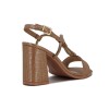 Ramarim Sandalia Tira Cruzada C/ Pulsera Y Aplique Taco Cuadrado Camel