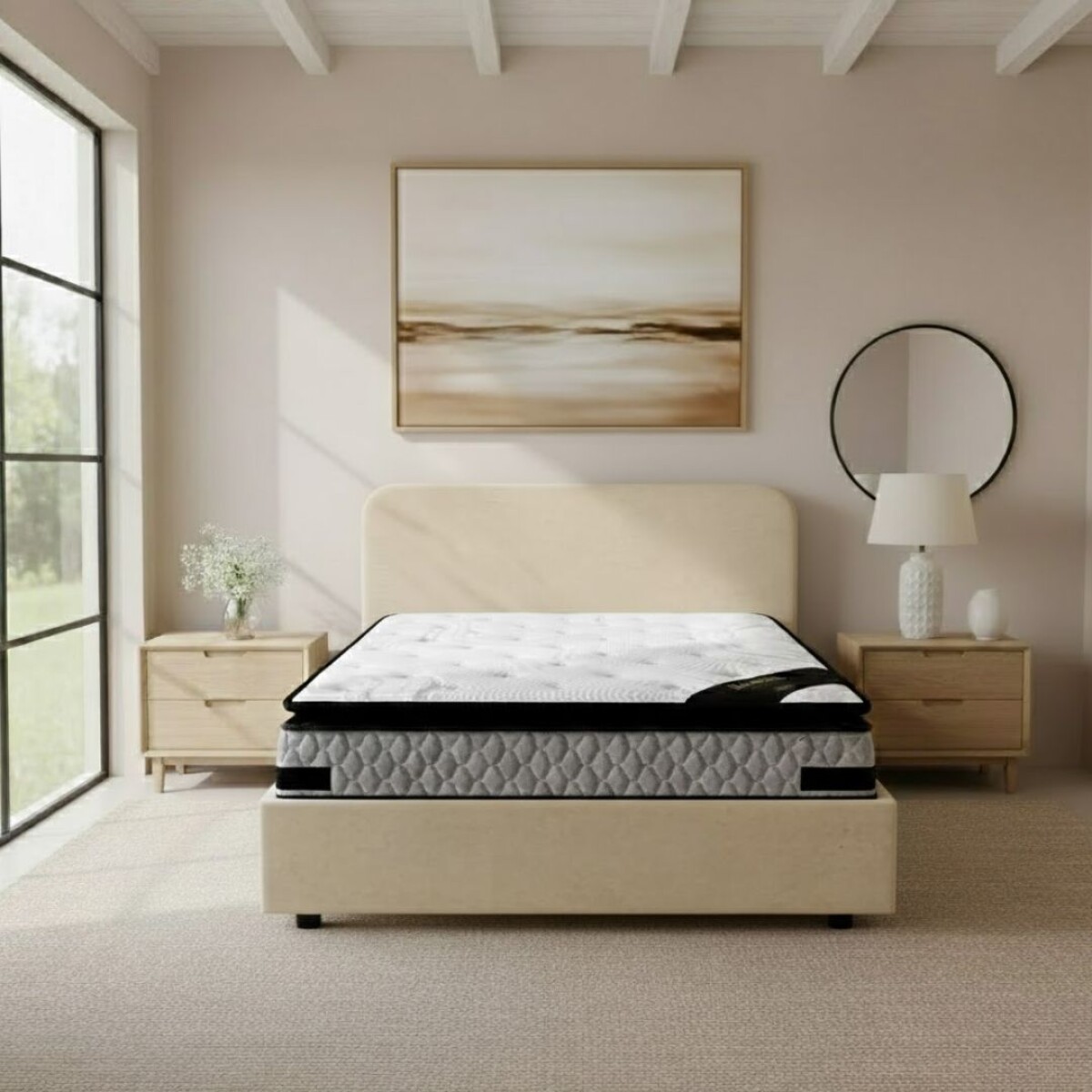 Sommier baul 2 plazas Hamptons Hybrid Platinum con respaldo 