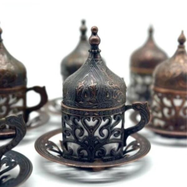 Juego de café metal x6 Cobre