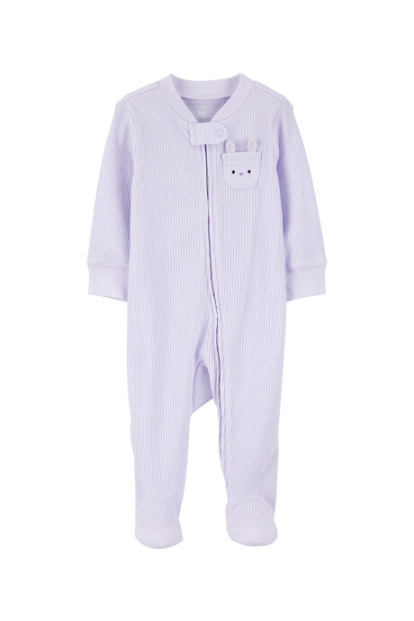 Pijama una pieza de algodón acanalado, con pie, bolsillo conejita Pijama una pieza de algodón acanalado, con pie, bolsillo conejita