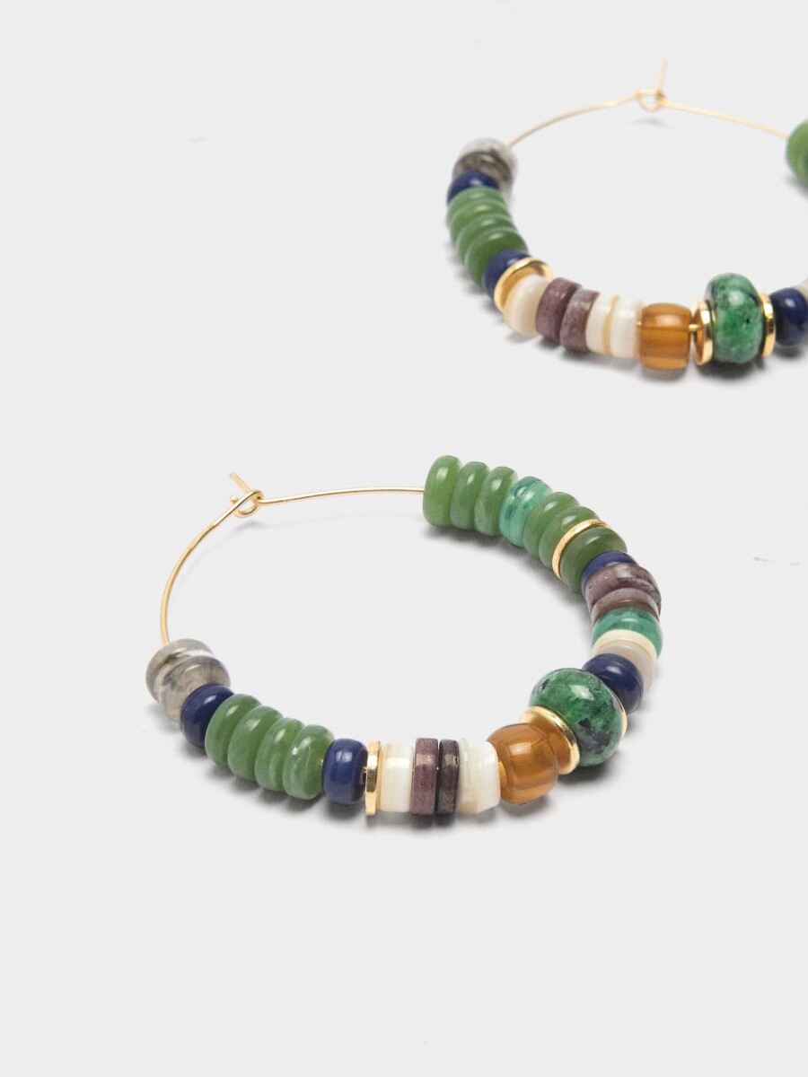 Aros Con Cuentas De Piedra Y Resina multicolor