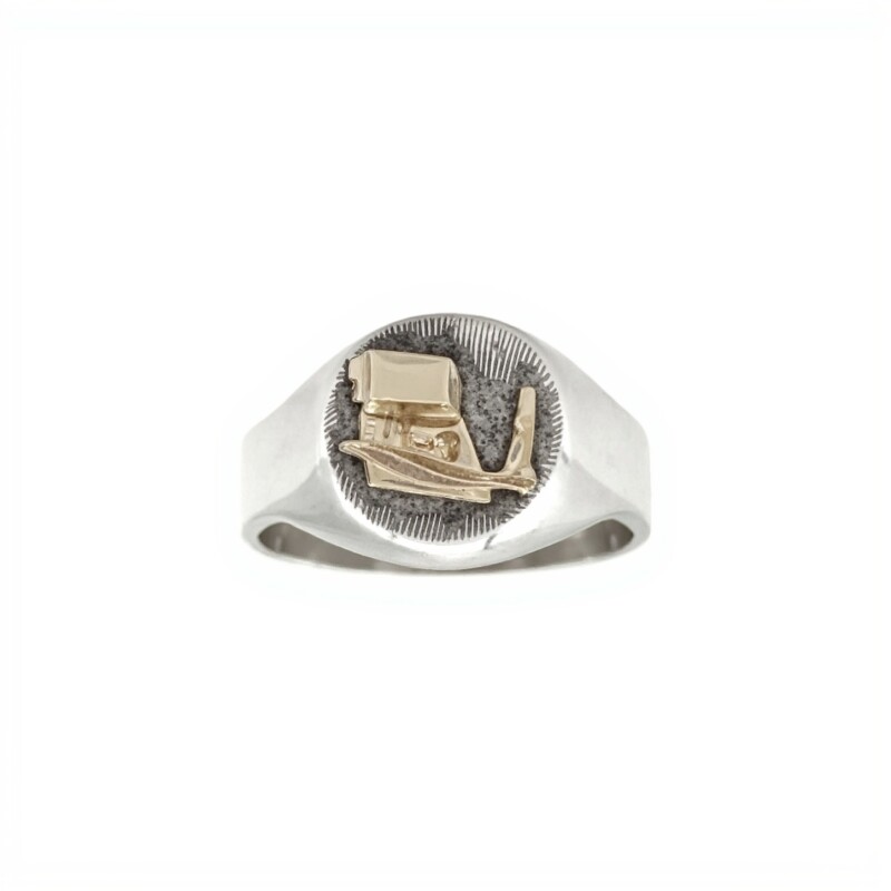 Anillo Profesión Magisterio - Plata y Oro-Sin Piedra-AP5057 sinpiedra
