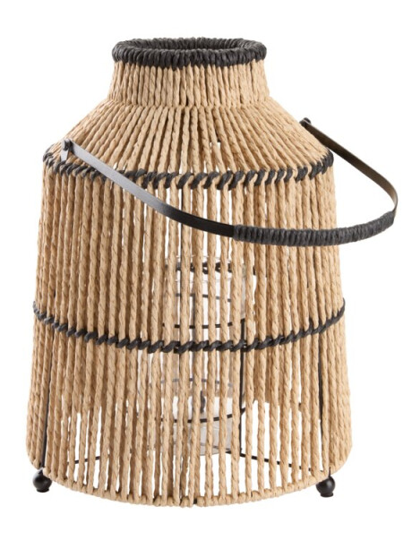 Farol MAALTHE Ø27xH35 cm natural/negro Farol MAALTHE Ø27xH35 cm natural/negro