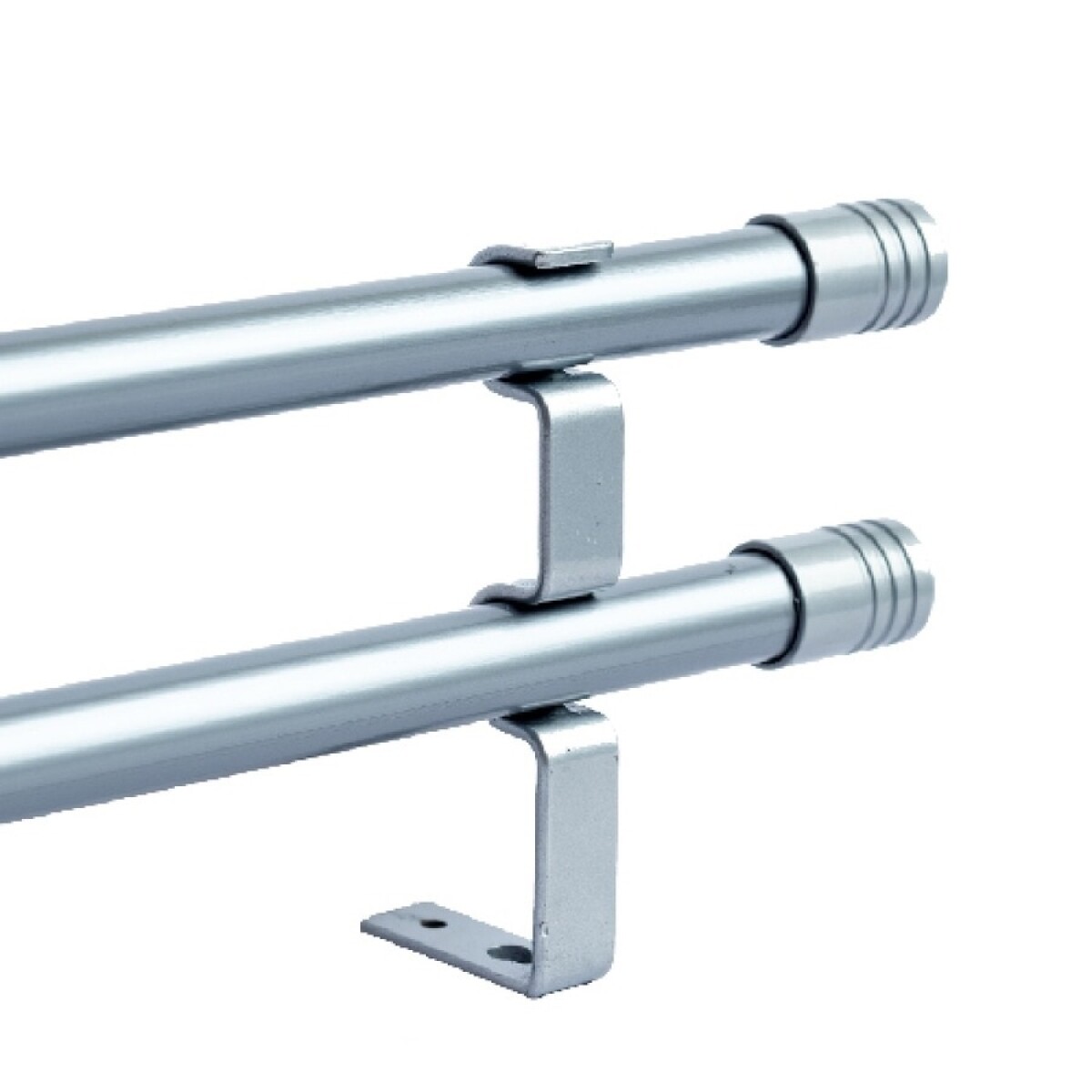 Kit Barrote De Metal Andino Doble 2Mx21Mm 2 Soportes Ub - PLATA 