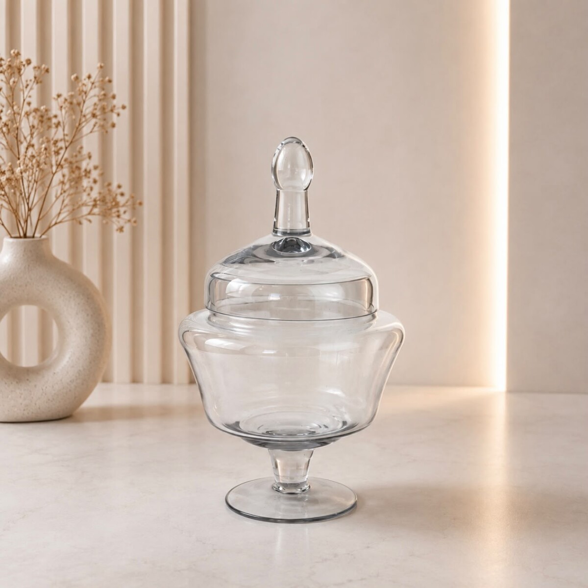 Bombonera de Cristal con Pedestal - Altura 36 cm 