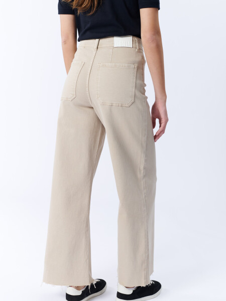 Pantalón De Jean Ancho Beige