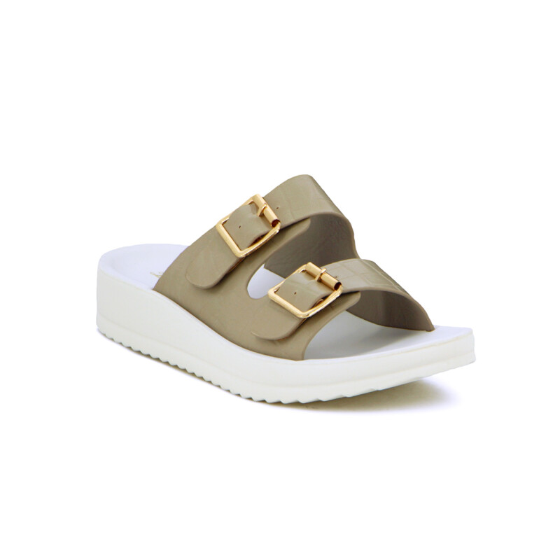 Sandalias Mujer Darkness Dos Tiras Con Hebilla Rosa Claro