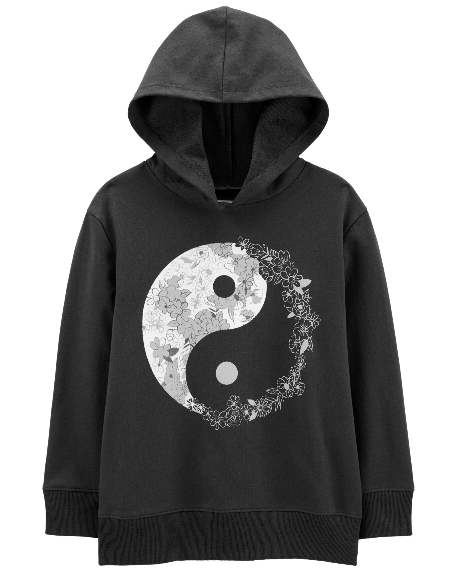 Buzo de algodón con felpa con capucha y estampa yin yang 0