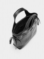 Bolso Tote Con Cordones Efecto Craquelado negro