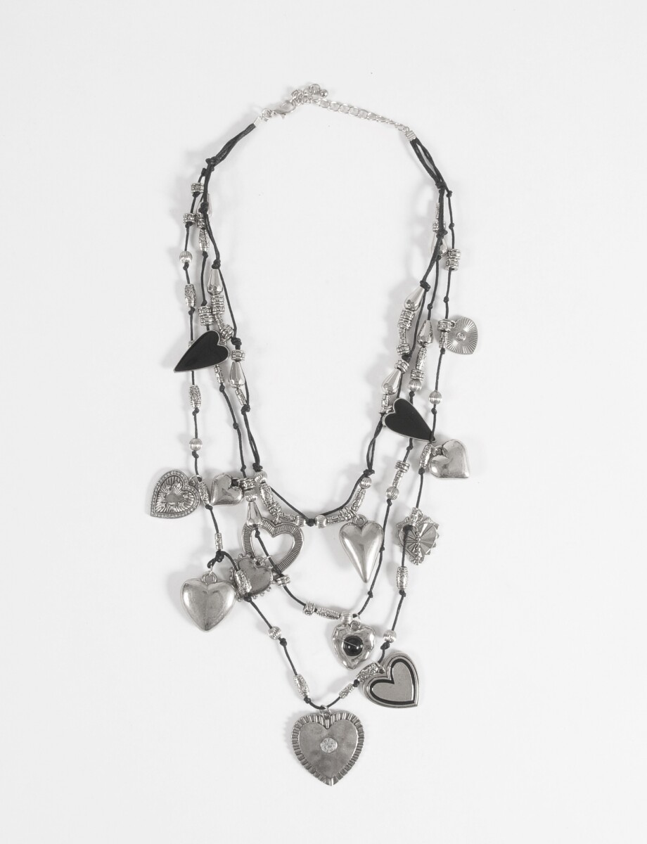 Collar doble dijes cora - plateado 