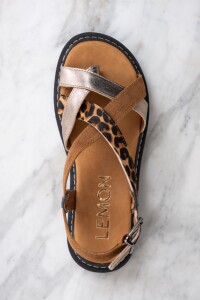 Sandalia Combinada Cuero Negro