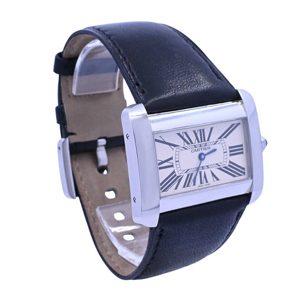 Cartier Tank Divan 2600 Quartz acero brazalete de cuero. Cartier Tank Divan 2600 Quartz acero brazalete de cuero.