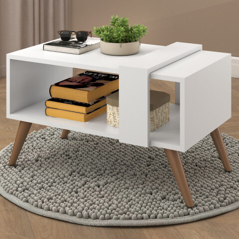 Mesa Ratona de Centro Retro Scandi MDP 15mm – Blanco con Patas Nordik Mesa Ratona de Centro Retro Scandi MDP 15mm – Blanco con Patas Nordik