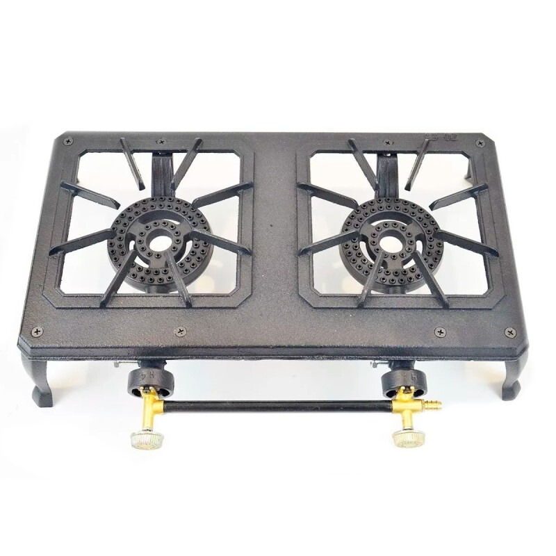 Anafe a gas de hierro fundido doble NEGRO