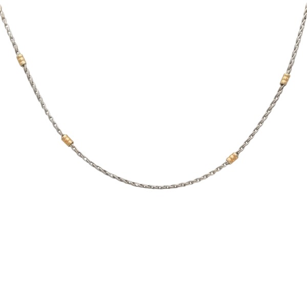 Cadena Eslabón-Plata y Oro-Sin piedra-CD5076 sinpiedra