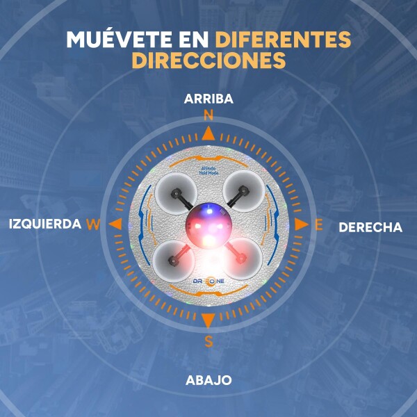 Drone Ovni Ufo Nave Espacial Luces RGB Control Remoto 80 Mts Color Gris