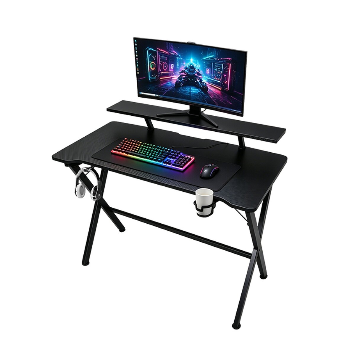 Escritorio 110cm Hierro Madera Mövi Gamers Luces RGB ESH0041 - NEGRO 