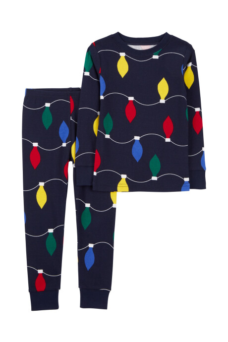 Pijama dos piezas de algodón diseño luces navideñas Sin color