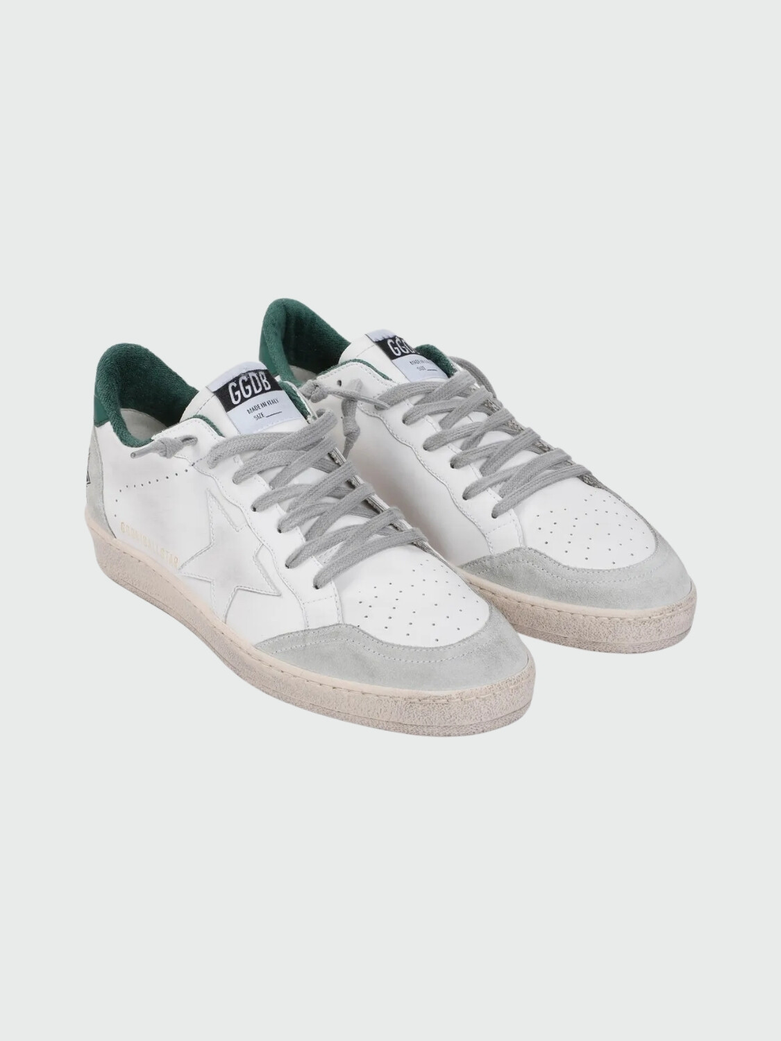 Golden Goose-Championes de cuero acordonados, Ball star Blanco