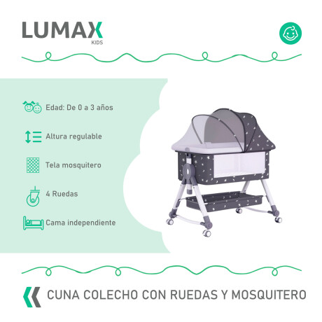 Cuna Colecho Moises con Ruedas y Mosquitero Bebe Gris oscuro