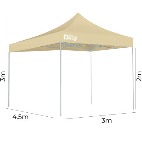 Gazebo 3x4.5m Toldo Carpa Uv30 Impermeable Resistente Beige