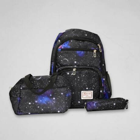 Set Mochila Lonchera Cartuchera Unisex Resistente 3 Piezas Negro