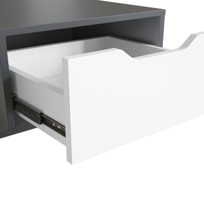 Mesa Ratona De Centro Living Grafito Blanco Con Cajón Y Estante Mesa Ratona De Centro Living Grafito Blanco Con Cajón Y Estante