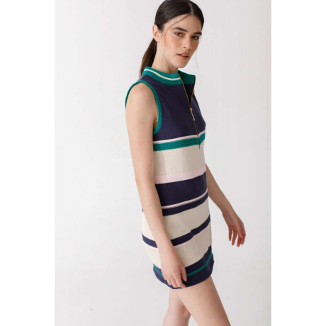 Vestido Zip Knit Azul Y Verde