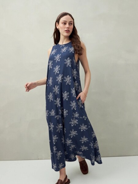 VESTIDO D.CASSIN OLIVEIRA INDIGO