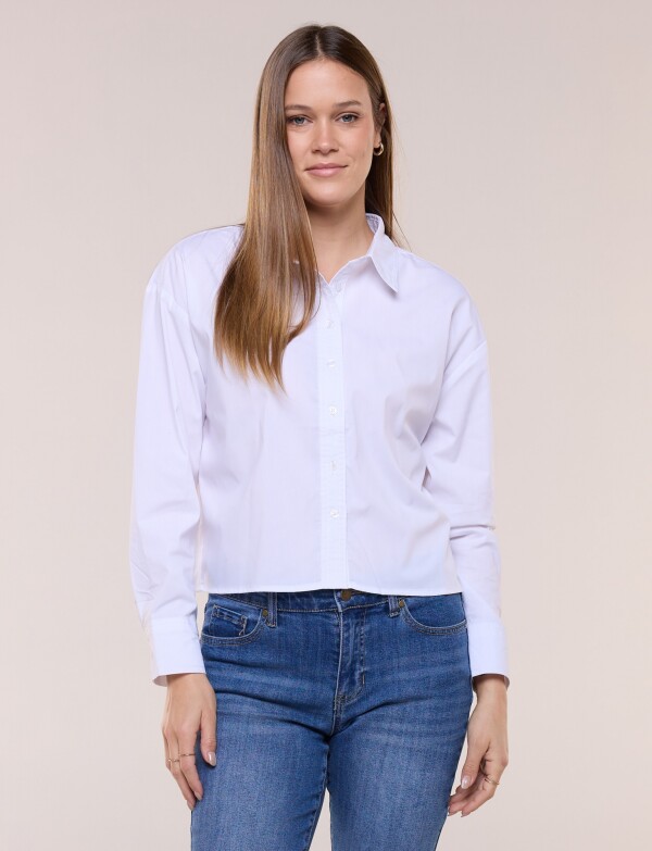 Camisa Crop Algodon BLANCO