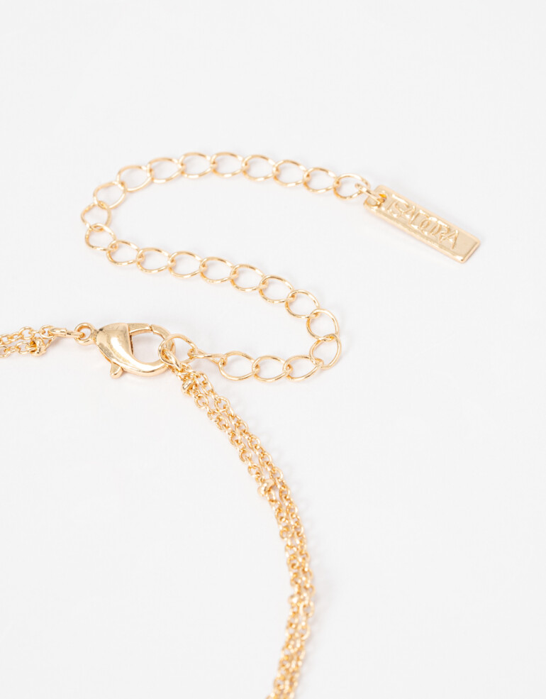 Collares Cortos Lucky charm Collar Beads Y Elefante Lucky - Dorado