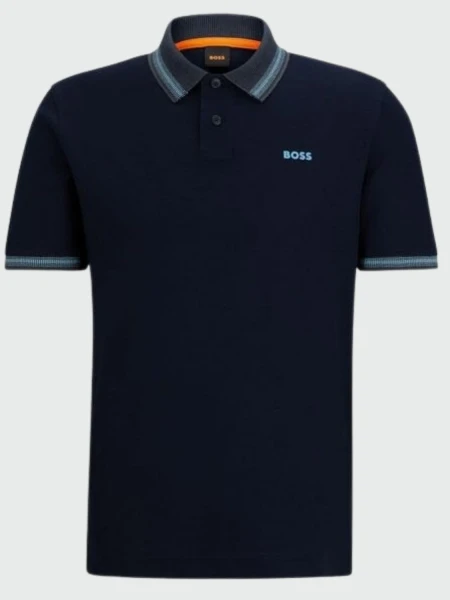 Remera polo de algodón, regular fit , PEGLICHKNIT Azul Oscuro