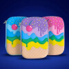 Cartucheras Escolares 1piso estampados 3D Niña HELADO CELESTE