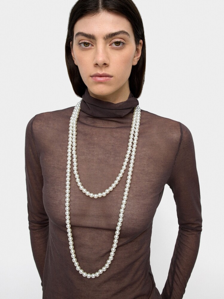 Collar De Perlas De Dos Vueltas blanco