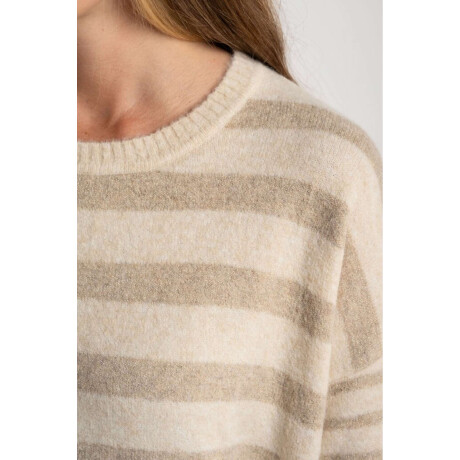 Sweater Rayado Combinado Beige Melange