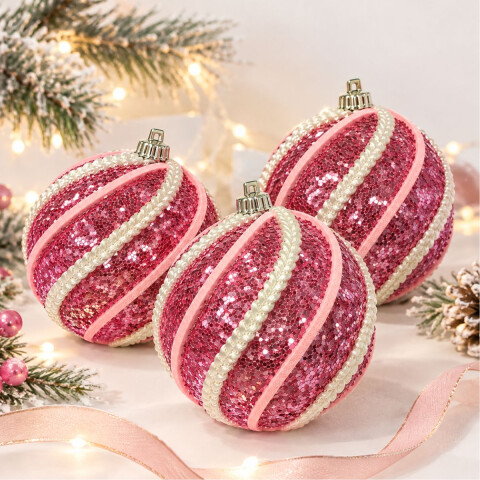 Esferas de Navidad Rosa x3 Esferas de Navidad Rosa x3