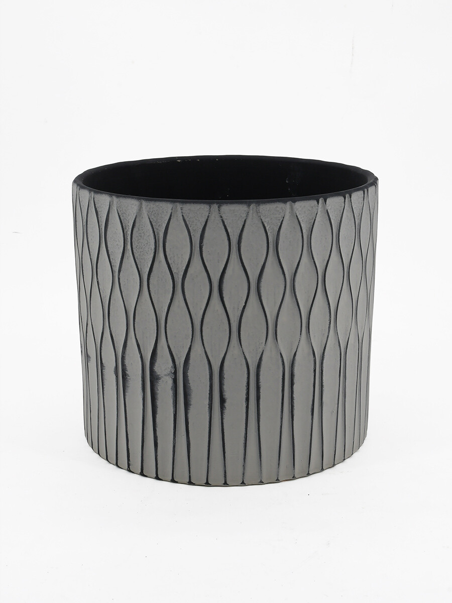 MACETA DECORATIVA LINEAS - BLANCO 