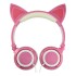 Auriculares Infantil Orejas Gato Luces Led Premium Niñas Color Variante Rosa blanco