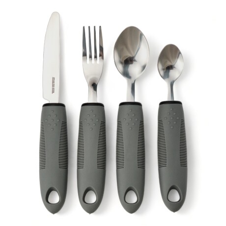 Set Cubiertos Adaptados Artritis, Temblor Manos Gris