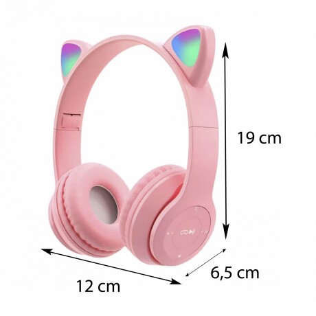 Auriculares BT Plegables Orejas Gato con Luz LED RGB Gris