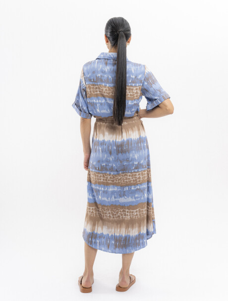 Vestido camisero estampado azul piedra